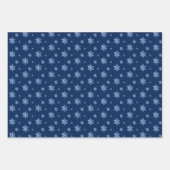 Blauwe marineschijf en witte snowflake papierblade inpakpapier vel (Voorkant 3)