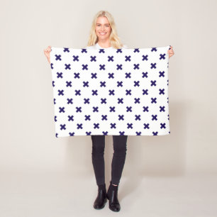 Blauwe marineschijven op witte fleece deken