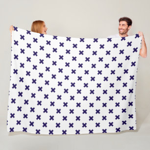 Blauwe marineschijven op witte fleece deken