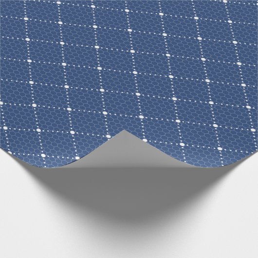 Blauwe marineweg White Sage Pastel Lattice Burlap Cadeaupapier (Hoek)