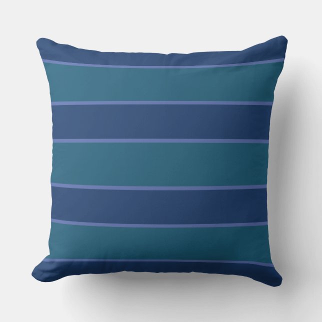 Blauwe marinewitte legant moderne stripes ou buitenkussen (Voorkant)