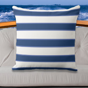 Blauwe marinewitte legant moderne stripes ou buitenkussen