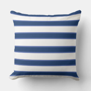 Blauwe marinewitte legant moderne strippes buitenkussen