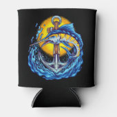 Blauwe marlijn blikjeskoeler (Voorkant)