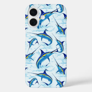 Blauwe Marlijn die uit de Oceaan springt iPhone 16 Hoesje
