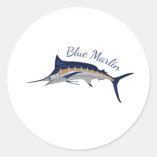 Blauwe marlijn ronde sticker (Voorkant)