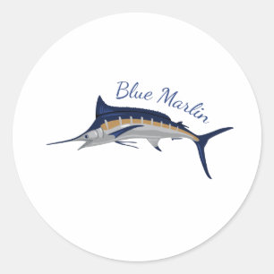 Blauwe marlijn ronde sticker
