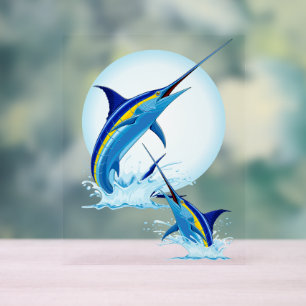 Blauwe Marlijn Springt uit de Oceaan Acryl Bord