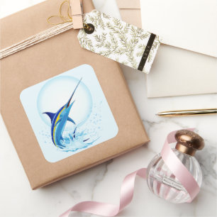 Blauwe Marlijn Springt uit de Oceaan Vierkante Sticker