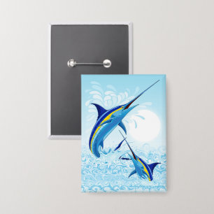 Blauwe Marlijn Springt uit Oceaan Button