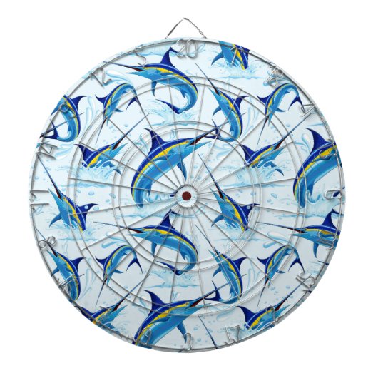 Blauwe Marlijn Springt uit Oceaan Dartbord (Voorkant)