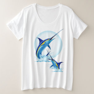 Blauwe Marlijn Springt uit Oceaan Grote Maat T-shirt