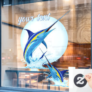 Blauwe Marlijn Springt uit Oceaan Raamsticker