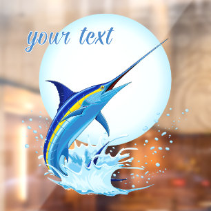 Blauwe Marlijn Springt uit Oceaan Raamsticker