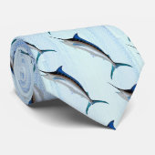 Blauwe marlijn vis stropdas (Opgerold)