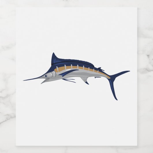 Blauwe marlijn wijn etiket (Enkel label)