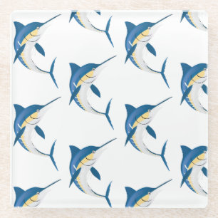 Blauwe Marlin 2 Glazen Onderzetter
