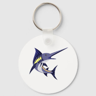 blauwe marlin art deco stijl sleutelhanger