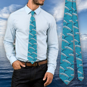 Blauwe Marlin Vis Patroon Visser Noviteit Stropdas