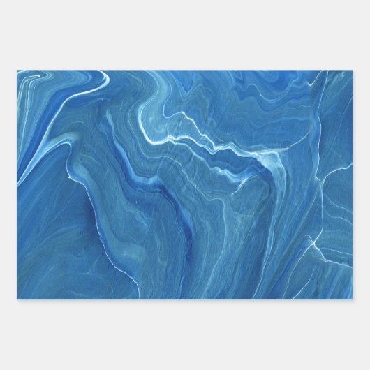 Blauwe marmer Agate Abstraction Inpakpapier Vel (Voorkant 3)