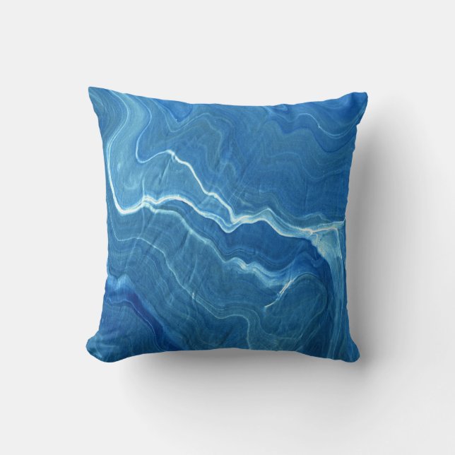 Blauwe marmer Agate Abstraction Kussen (Voorkant)