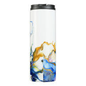 Blauwe marmer Agate Fluid Art Thermosbeker (Achterkant)