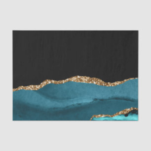 Blauwe marmer Agate Glamoureuze Black Golden Glitt Tissuepapier