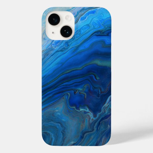 Blauwe marmer Agate Textuur Vloeibare kunst Case-Mate iPhone Case (Achterkant)
