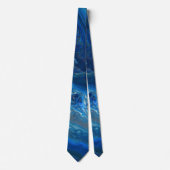 Blauwe marmer Agate Textuur Vloeibare kunst Stropdas (Voorkant)