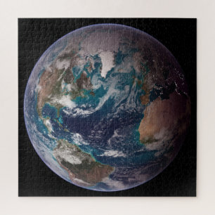 Blauwe marmer Earth (Western Hemisphere) Legpuzzel
