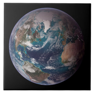 Blauwe marmer Earth (Western Hemisphere) Tegeltje