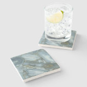 Blauwe marmer, effect. stenen onderzetter (Zijkant)