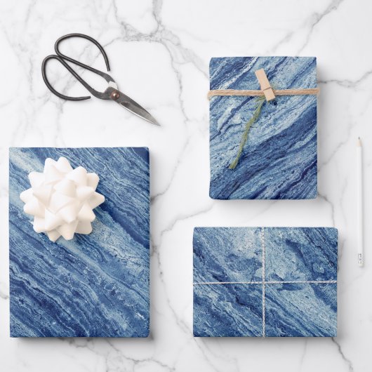 Blauwe marmer inpakpapier vel (Voorkant)