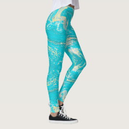 Blauwe marmer leggings