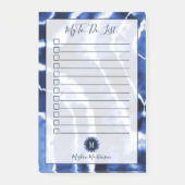 Blauwe marmer met kleurstof Waterverf Monogram om  Post-it® Notes (Voorkant)