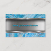 Blauwe marmer | Metaal Visitekaartje (Achterkant)