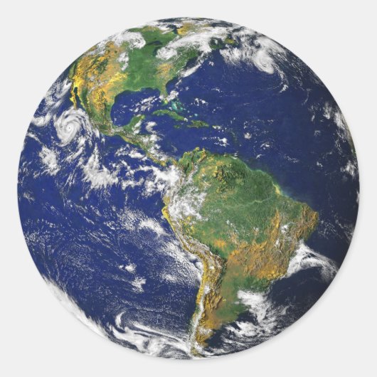 Blauwe marmer ronde sticker (Voorkant)