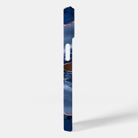 Blauwe marmer roos goudmonogram initiaal Case-Mate iPhone case (Achterkant / Rechts)