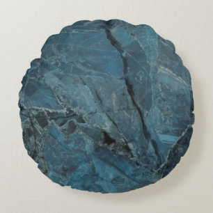 blauwe marmer texture background, Italiaanse marbe Rond Kussen