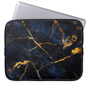 Blauwe marmer texture background, Italiaanse marme Laptop Sleeve