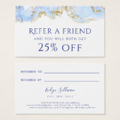 blauwe marmer verwijzingskaart visitekaartje (Voorkant /achterkant)