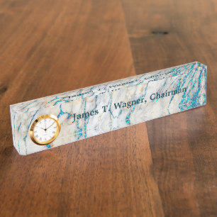 Blauwe marmer White Faux Stone Naambordje