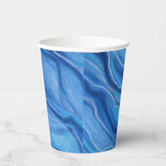 Blauwe marmeren koffiekopjes papieren bekers (Rechts)