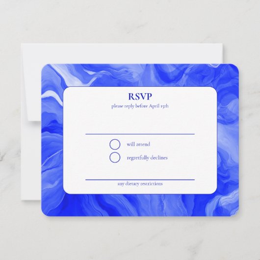 Blauwe Marmeren Ster David Aangepaste Bar Mitswa RSVP Kaartje (Voorkant)