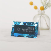 Blauwe Marmeren Ster van David Custom Bar Bat Mitz (Achterkant)