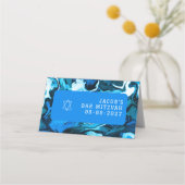 Blauwe Marmeren Ster van David Custom Bar Bat Mitz (Achterkant)