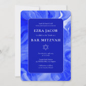 Blauwe Marmeren Ster van David Custom Bar Bat Mitz Kaart (Voorkant)