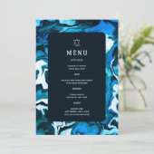 Blauwe Marmeren Ster van David Custom Bar Bat Mitz Menu (Staand voorkant)