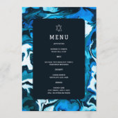 Blauwe Marmeren Ster van David Custom Bar Bat Mitz Menu (Voorkant)