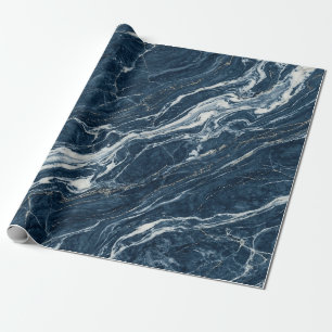 Blauwe Marmeren Werveling Elegante Moderne Stijl Cadeaupapier